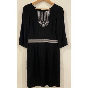 Boden Carla Kaftan Dress Viscose Embroidery Black Gray Size 8 Long 8L